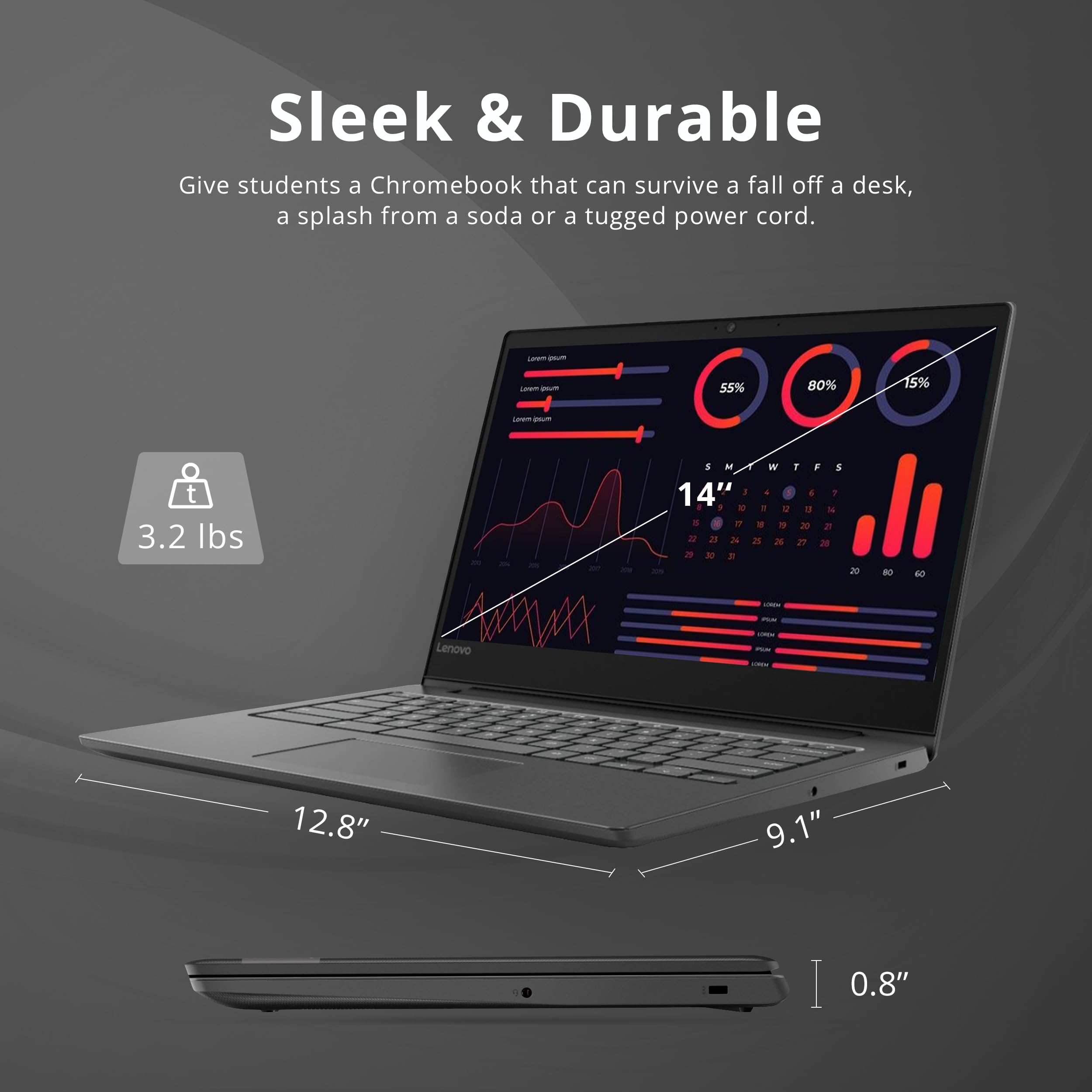 Lenovo 15 inch Laptop | 15.6" FHD Chromebook Computer | Intel 2-Core CPU | AI-Powered Chrome OS | LE Bundle