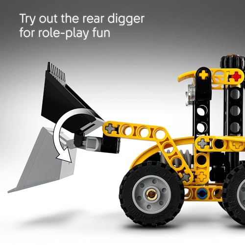 LEGO Technic Backhoe Loader Construction Toy - Building Toy Set for Boys and Girls, Ages 7+ - Educational Gift Idea for Kids Birthday with Usable Back Digger, Scoop, & Outriggers - 42197, Pack of 5