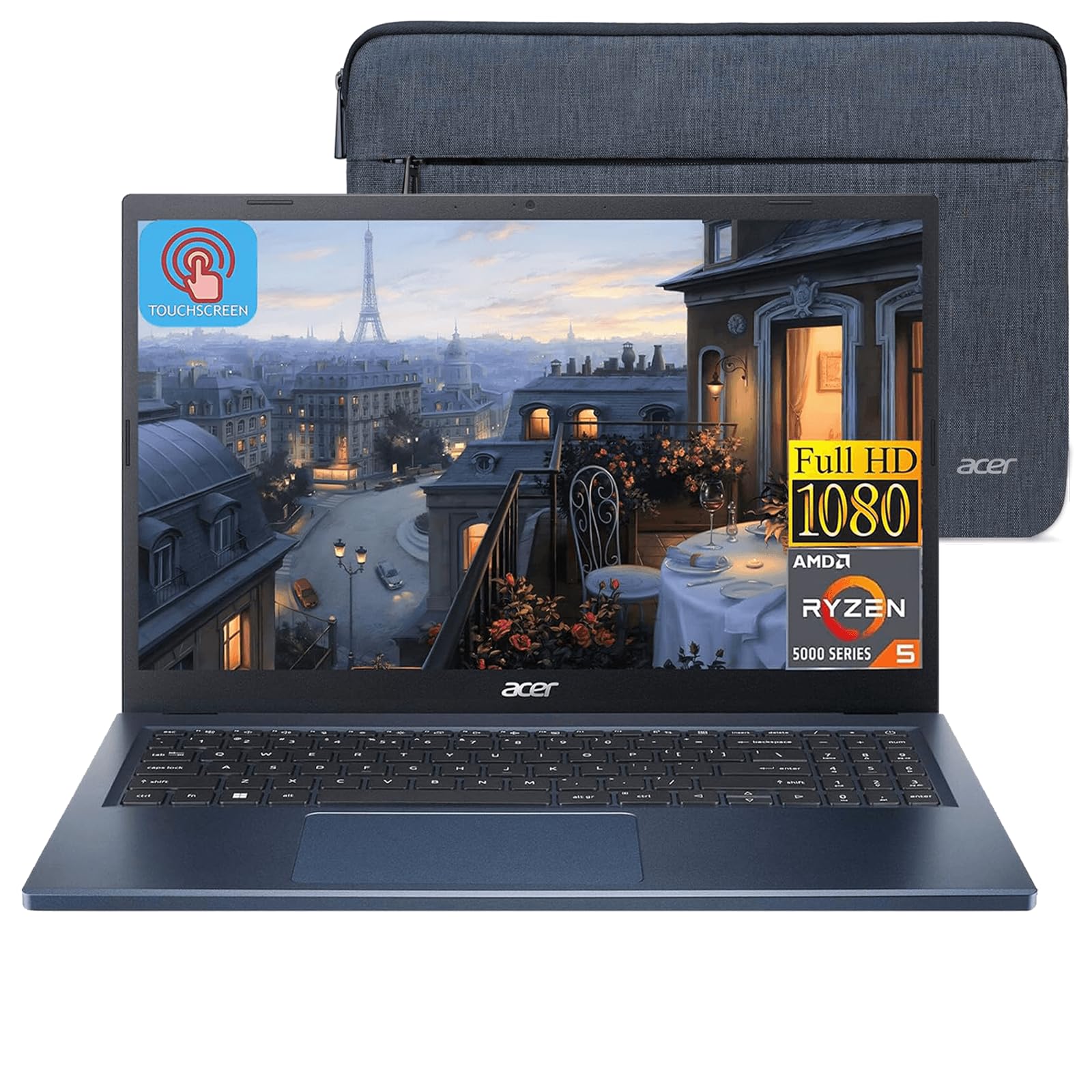acer 2023 Aspire 3 Touchscreen Laptop, 15.6" FHD IPS Display, AMD Ryzen 5 7520U Processor (Beats i7-1165G7), 8GB DDR5 RAM, AMD Radeon Graphics, Wi-Fi 6, Windows 11 Home