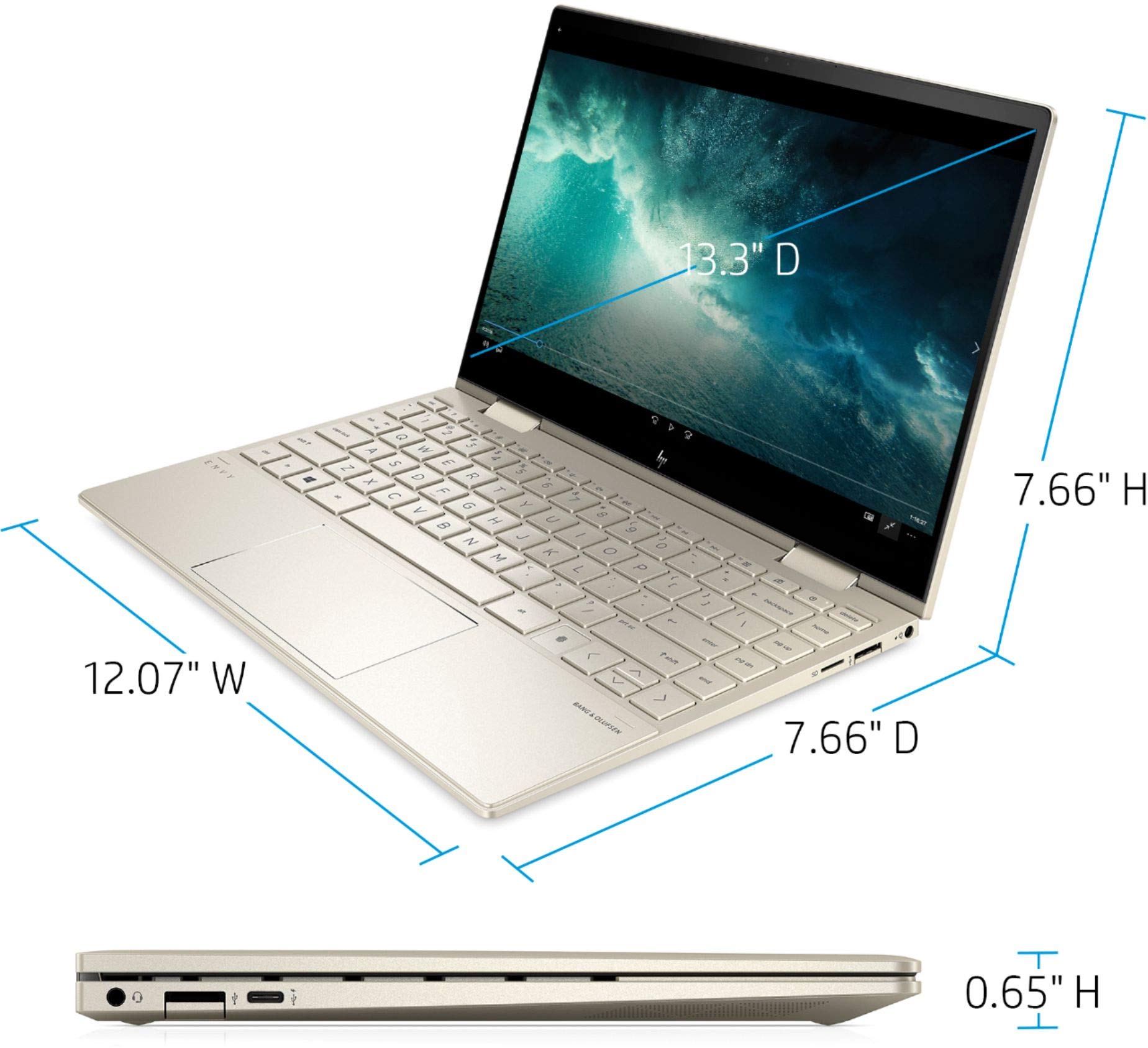 HP Envy x360 2-in-1 13.3" FHD IPS Touchscreen Laptop Intel Evo Platform 11th Gen Core i7-1165G7 8GB Memory 512GB SSD Pale Gold - Backlit Keyboard -Fingerprint Reader -Thunderbolt (Renewed)