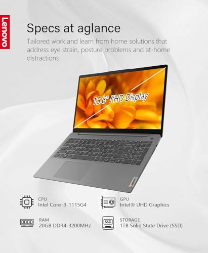 Lenovo - 2023 - IdeaPad 3i - Essential Laptop Computer - Intel Core i3-1115G4 11th Gen - 15.6" FHD Touchscreen Display - 20GB Memory - 1TB Storage - Windows 11 - Arctic Grey - W/GaLiMu