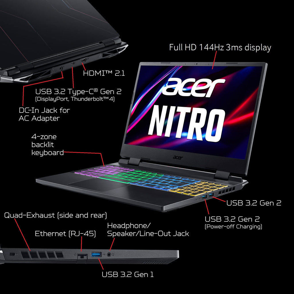 Acer Nitro V 15 Gaming Laptop, Intel 13 Gen Core i9-13900H, GeForce RTX 4060, 15.6" 144 Hz IPS Display, 64 GB DDR5, 4 TB SSD, Wi-Fi 6, Backlit Keyboard, Windows 11 Pro, Microsoft Office 2024 Lifetime