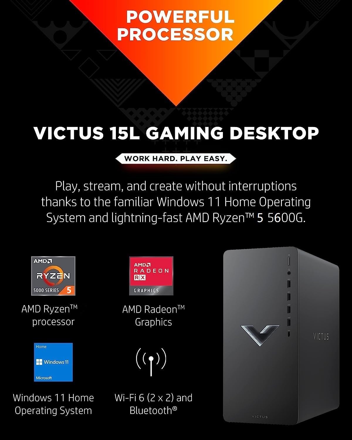 HP Victus 15L Gaming Desktop Bundle PC