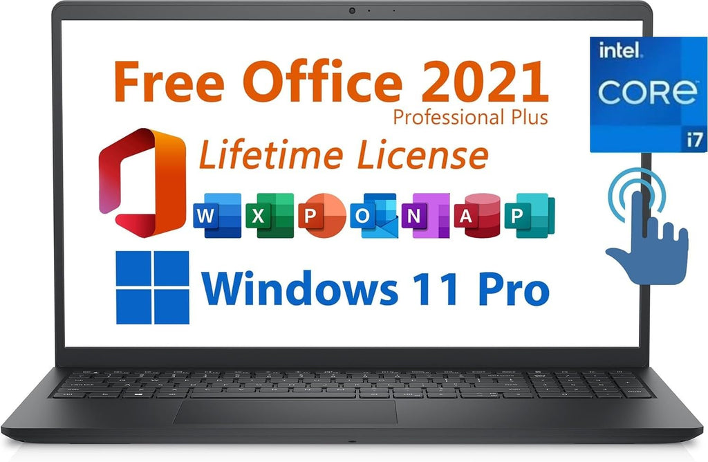 Dell Inspiron 15 Business Laptop, 15.6" FHD Touchscreen,with Lifetime Microsoft Office, Intel Core i7-1355U,Wi-Fi 6,Win 11 Pro Webcam, HDMI, Black