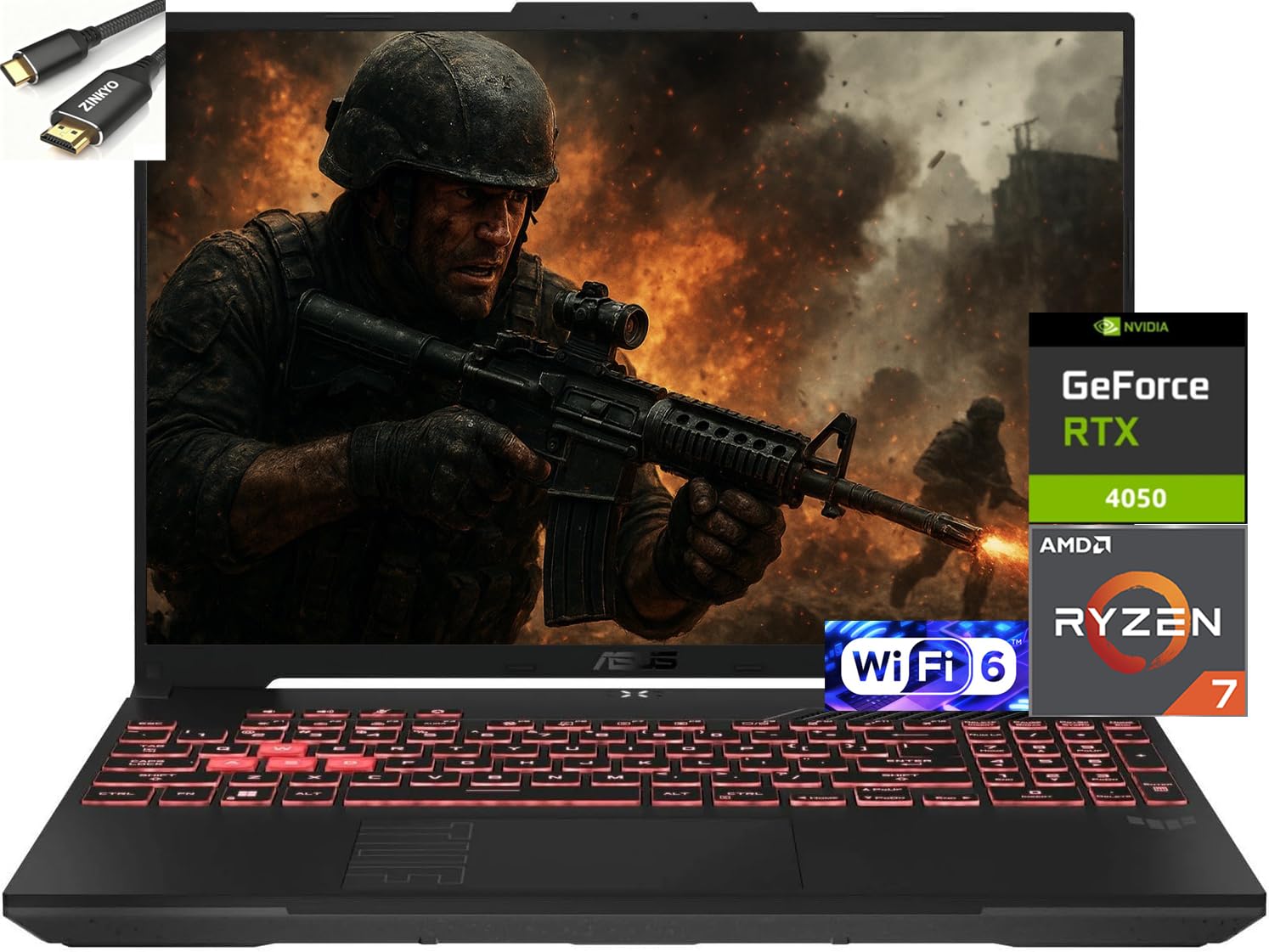 ASUS-A16 WUXGA Gaming Laptop 16" FHD 145HZ DisplaySreen-AMD 7445HS Processor-NVIDIA GeForce RTX4050-32GB DDR5 RAM-2TB NVMe SSD-Win11 Pro-WiFi 6