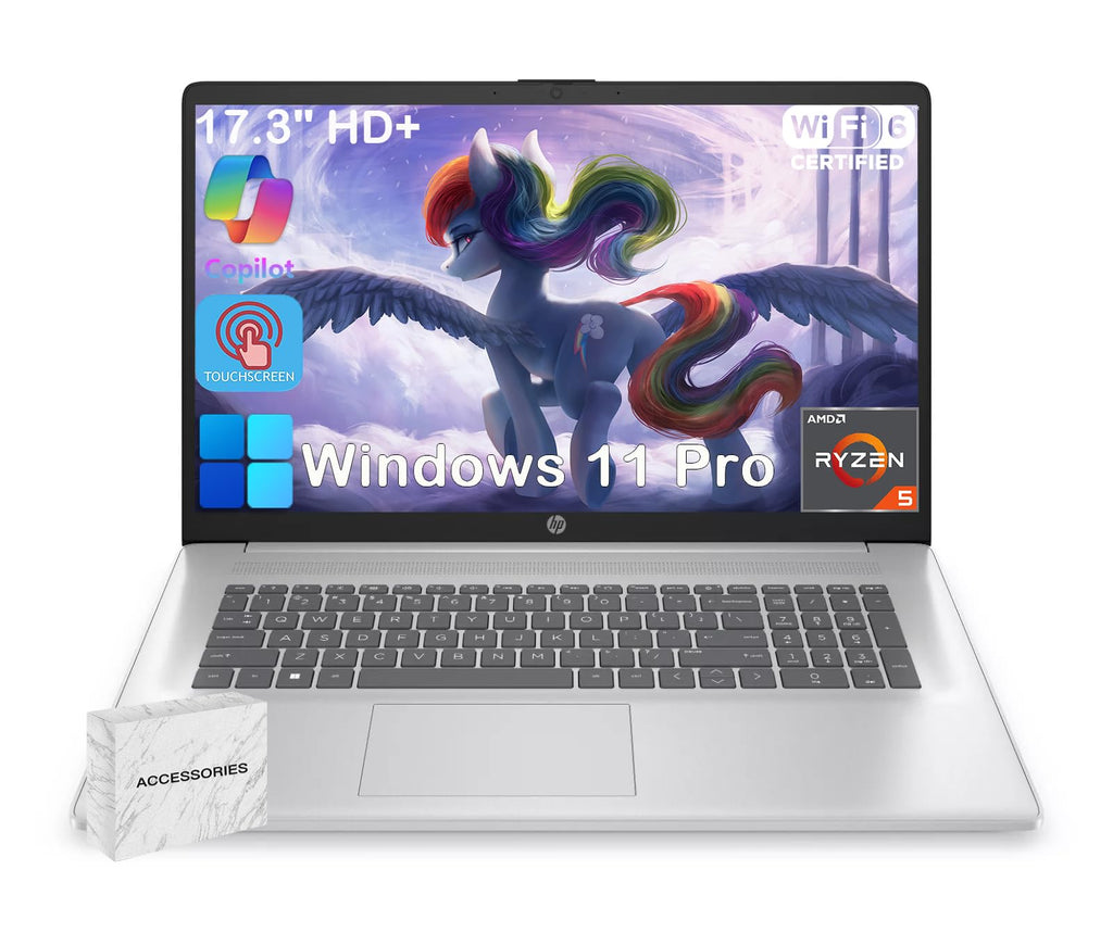 HP 17.3" Laptop for Business and Students - 250 Nits FHD IPS Display, AMD Ryzen 5 7430U (6-core), Anti-Glare, Camera, Wi-Fi6, Win 11 Pro