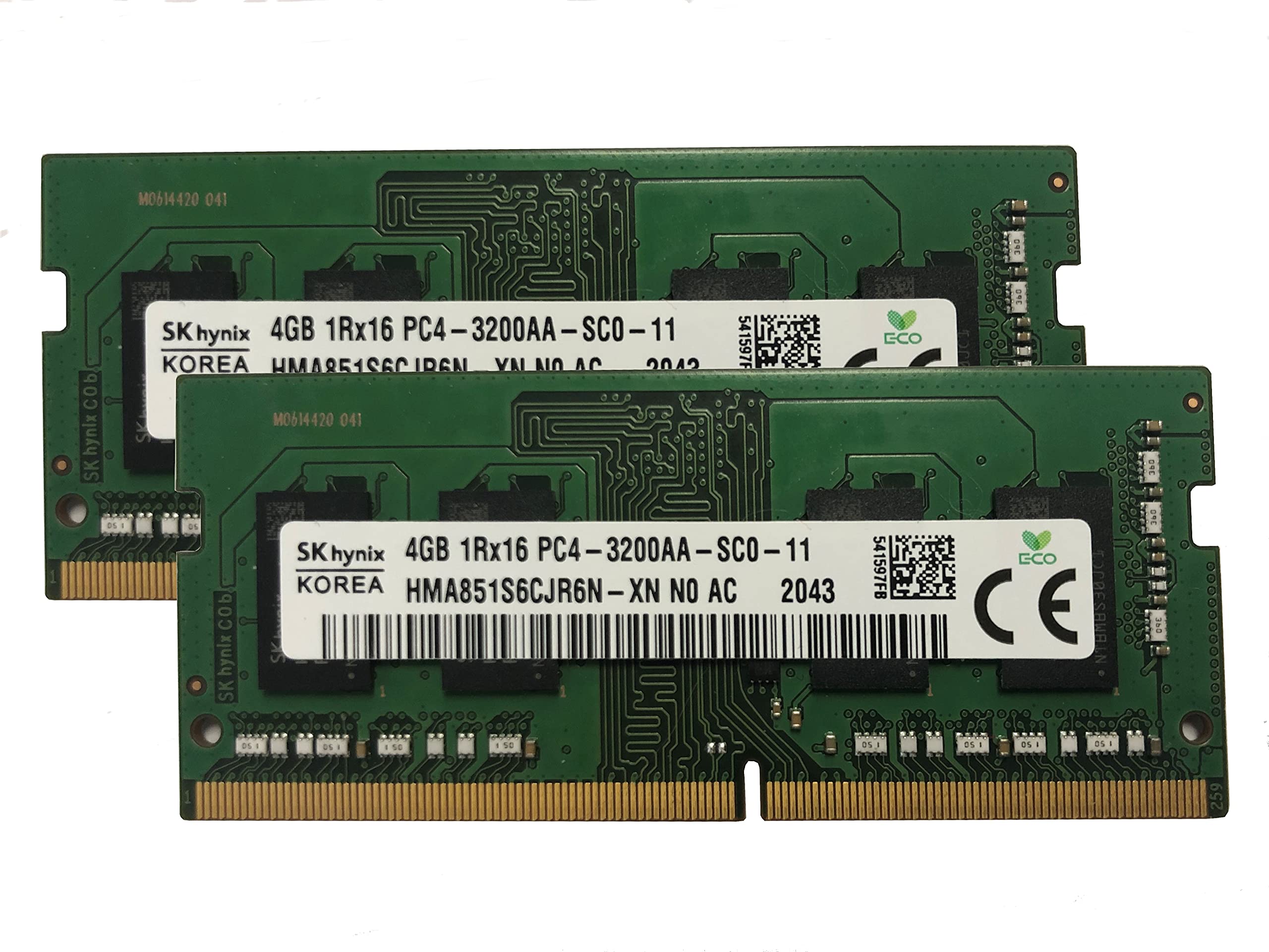 SK Hynix 8GB KIT(2 x 4GB) DDR4 3200MHz PC4-25600 1.2V 1R x 16 SODIMM Laptop RAM Memory Module HMA854S6CJR6N-XN, OEM Package