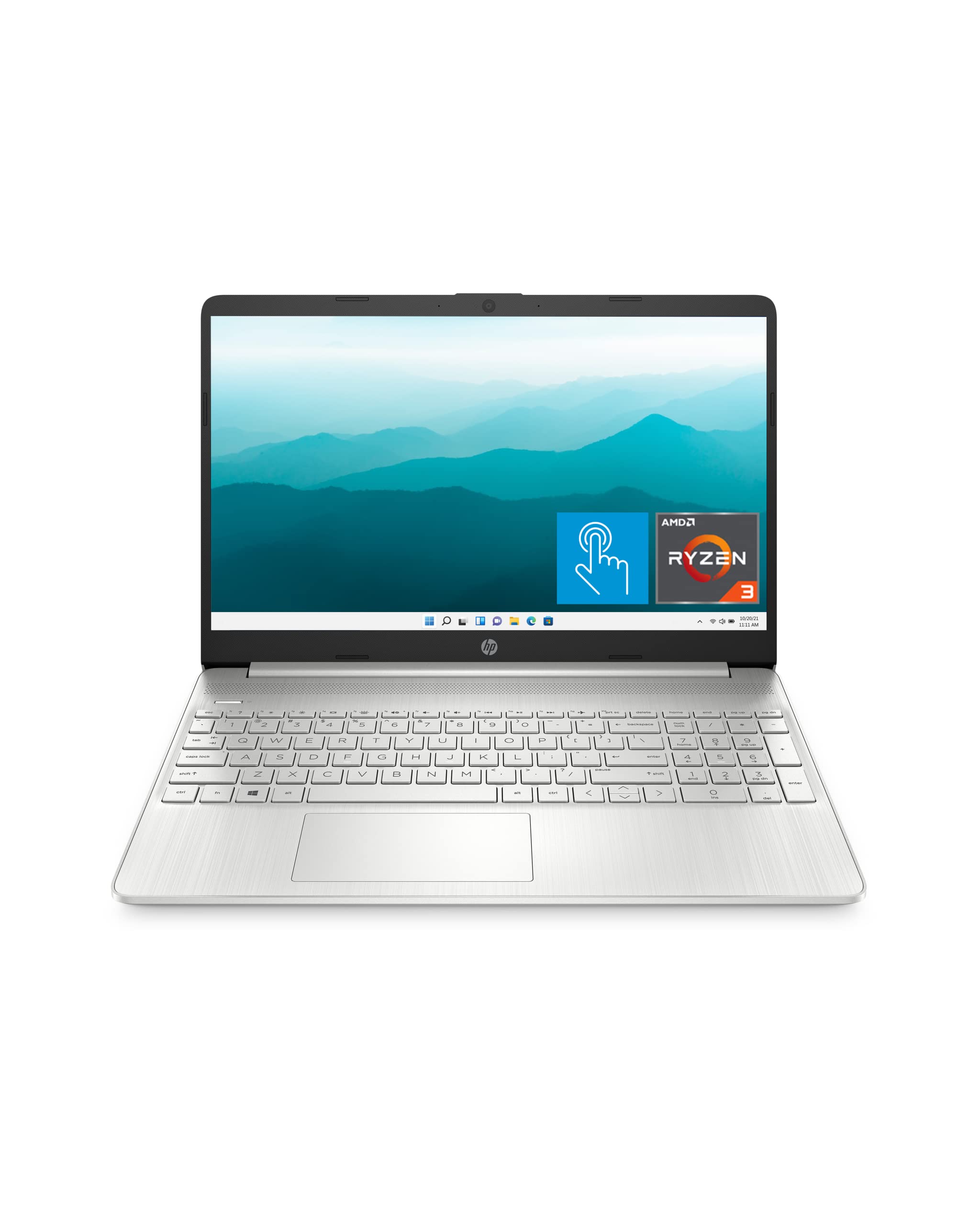 HP 2023 15.6-inch HD Micro-Edge Laptop, AMD Ryzen 3-5300U Processor, 12GB RAM, 256GB SSD Storage, Windows 11 Home, Long-Lasting Battery, Fast Charge, 720p Webcam, Natural Silver
