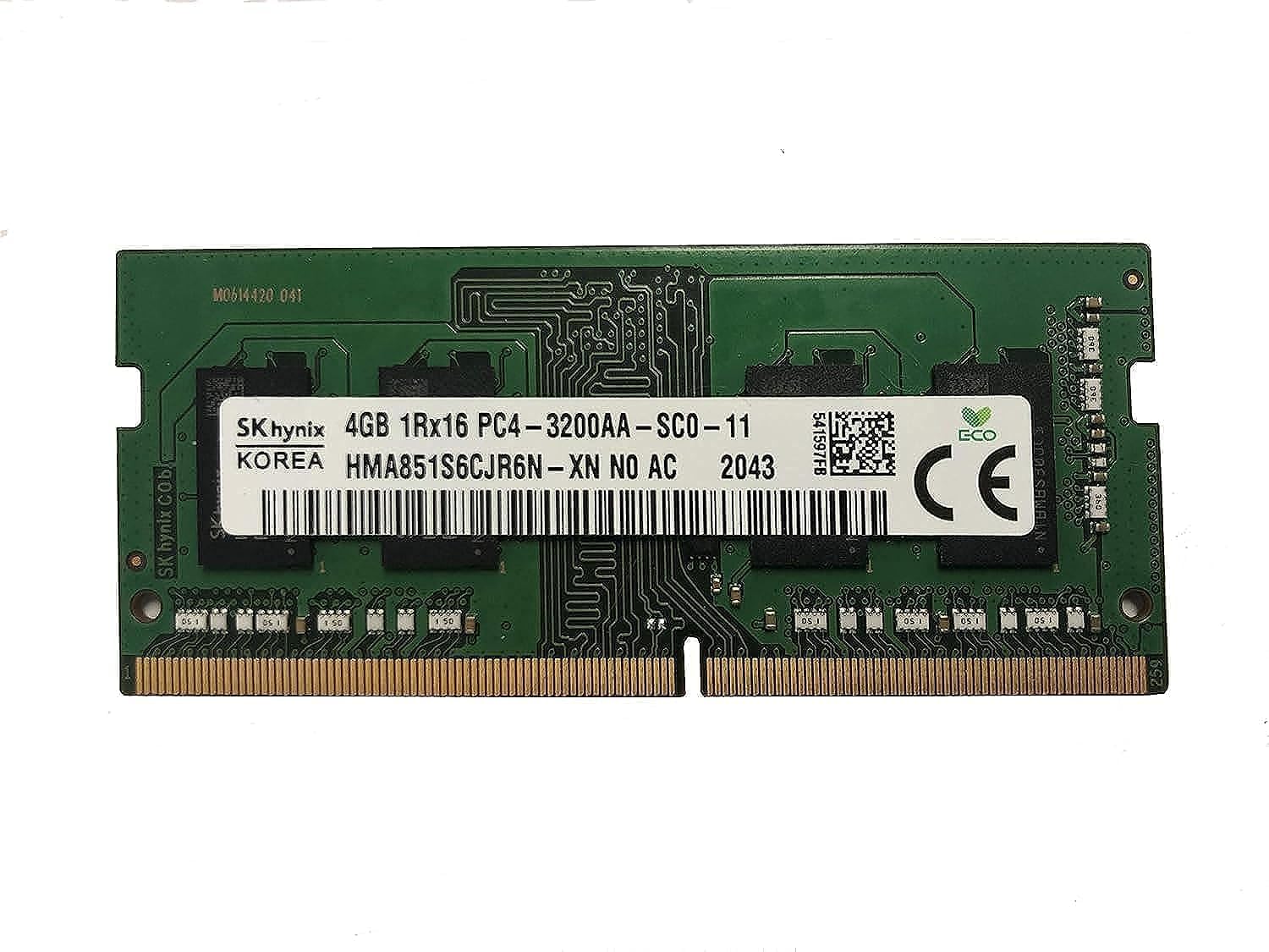SK Hynix 4GB DDR4 3200MHz PC4-25600 1.2V 1R x 16 SODIMM Laptop RAM Memory Module HMA851S6CJR6N-XN, OEM Package
