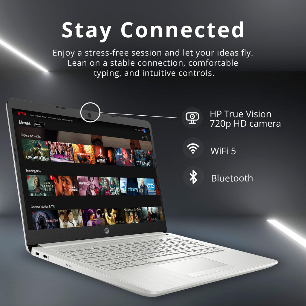 HP Stream 14" HD BrightView Laptop, Intel Celeron N4120 Processor, 4GB RAM, 64GB SSD, Intel UHD Graphics, 720p Webcam, WiFi, HDMI, Win 11 S, Black (Renewed)