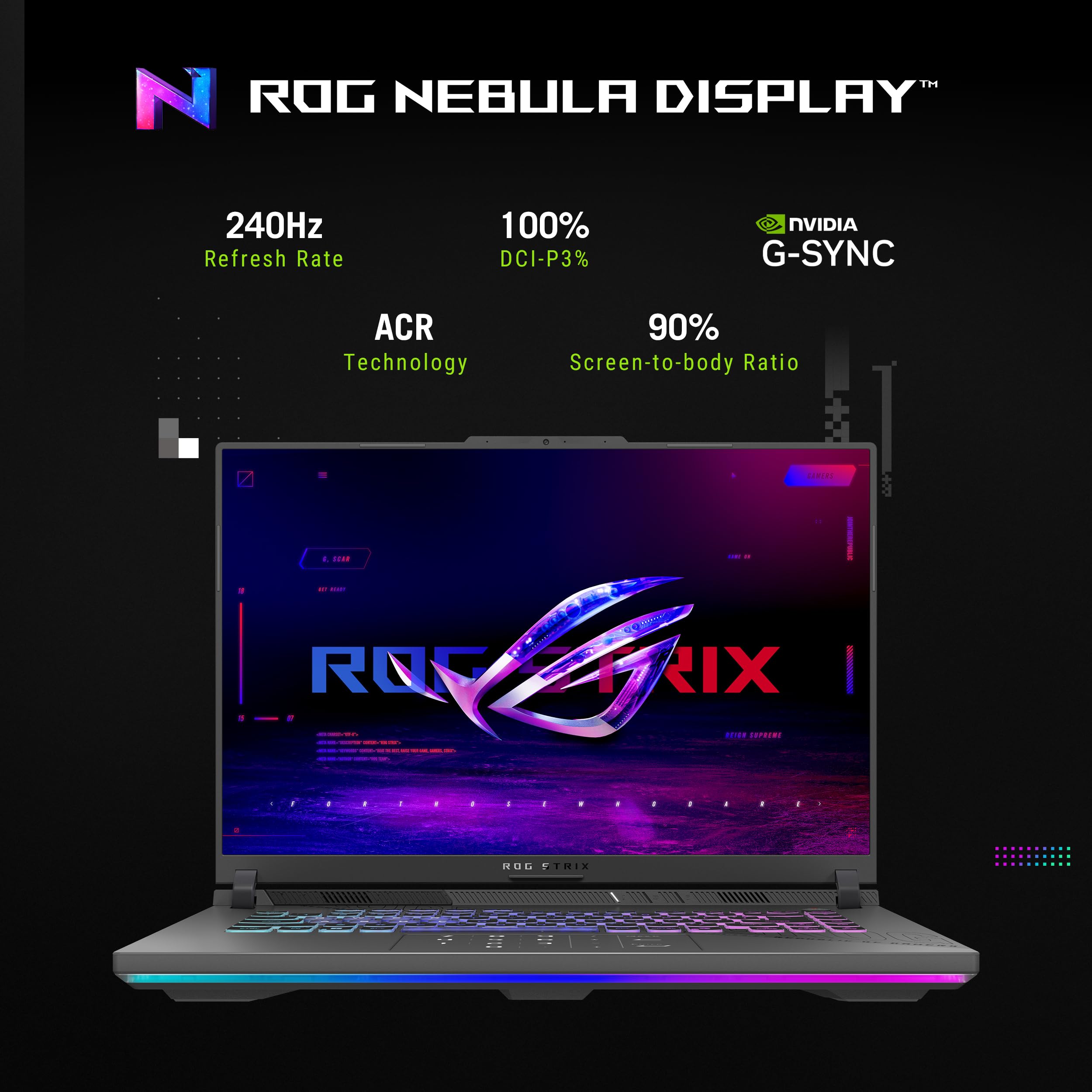 ASUS ROG Strix G17 (2022) Gaming Laptop, 17.3” 144Hz IPS FHD Display, NVIDIA GeForce RTX 3050 GPU, AMD Ryzen 7 6800H Processor, 16GB DDR5 RAM, 512GB SSD, RGB Keyboard, Windows 11, G713RC-RS73
