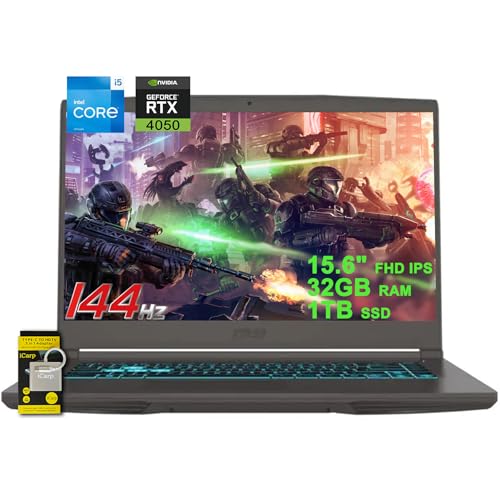 msi Thin 15 Gaming Laptop 15.6" FHD IPS 144Hz Intel Octa-core i5-13420H (Beats i7-11800H) 16GB RAM 512GB SSD GeForce RTX 4050 Backlit Type-C Win11Pro ICP Hub