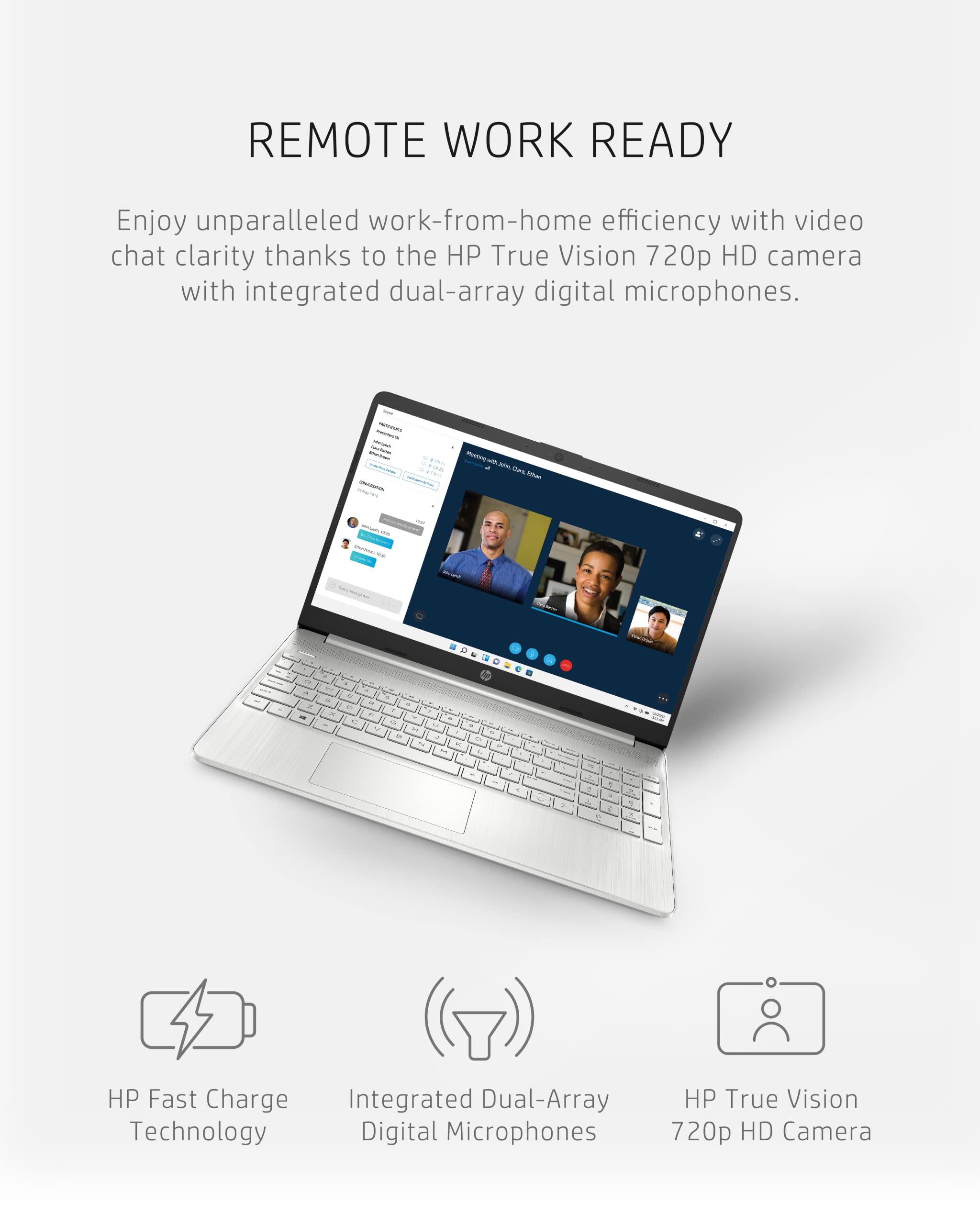 HP Pavilion 15.6" FHD Laptop, Intel i3-N305, 8GB RAM, 256GB SSD, Intel UHD Graphics, Fingerprint Reader, Num Pad, Webcam, Wi-Fi 6, Silver, Windows 11, Parent