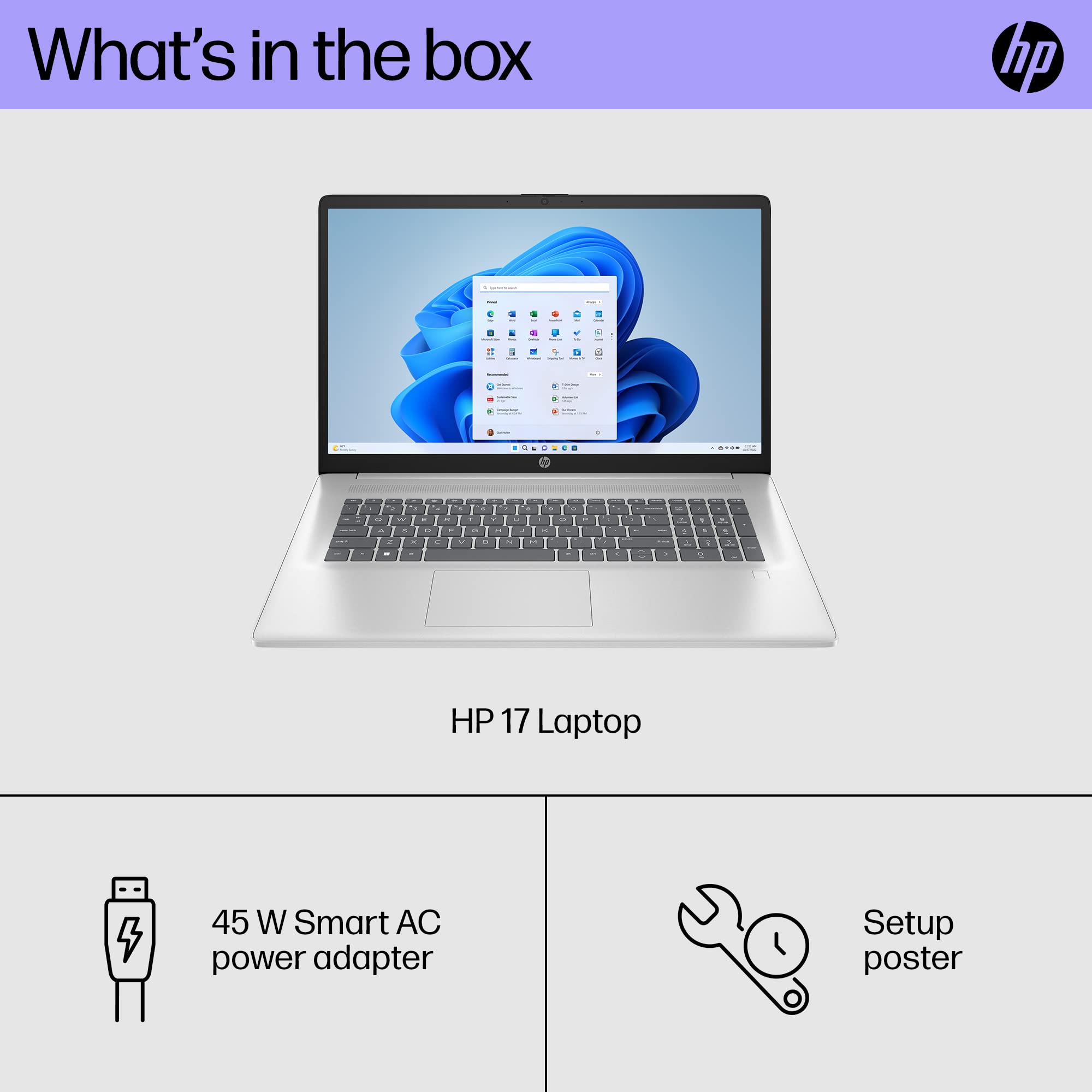 HP 17 inch Laptop, HD+ Display, 12th Generation Intel Core i5-1235U