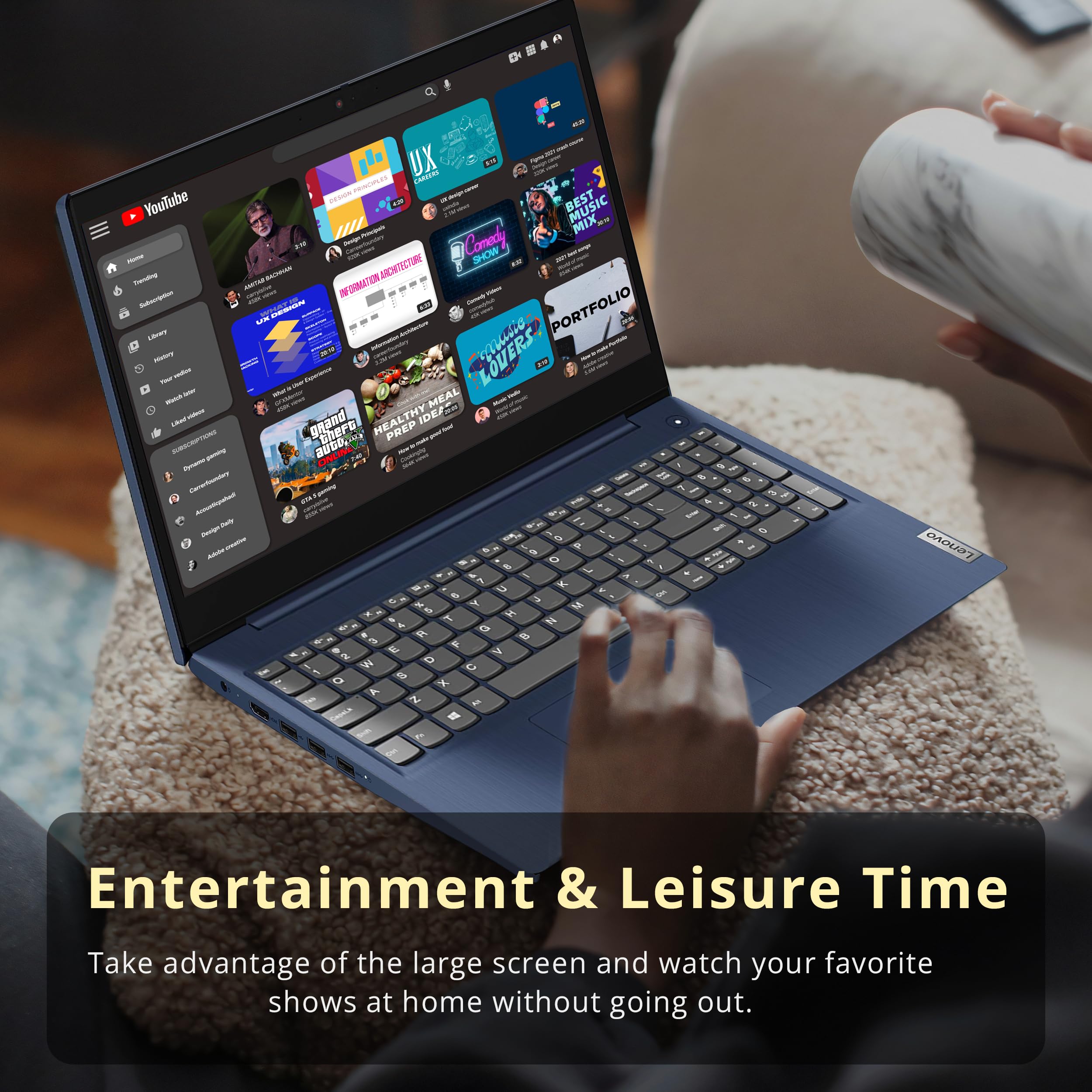 Lenovo IdeaPad 15.6 Full HD Laptop, AMD Ryzen 7 5825U Processor, 8GB DDR4 RAM, 512GB PCIe SSD, AMD Radeon Graphics, Number Pad, Backlit Keyboard, WiFi, Windows 11, Abyss Blue, Parent